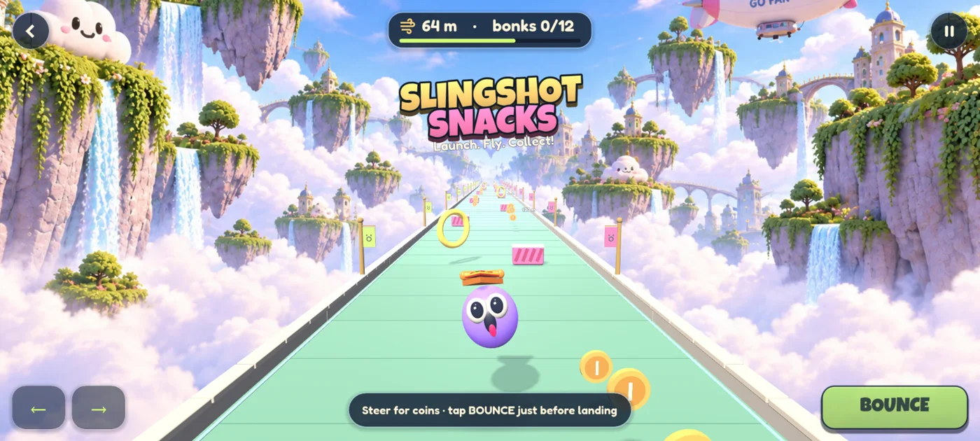 A Goober launched along a floating track